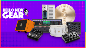 Nieuwe muziekgear van juli 2026: AKAI MPC Key 37 G2, Eventide H9 Gen 2, Allen & Heath SQ+-mixers, Erica Synths Razornator en meer op een paarse achtergrond.