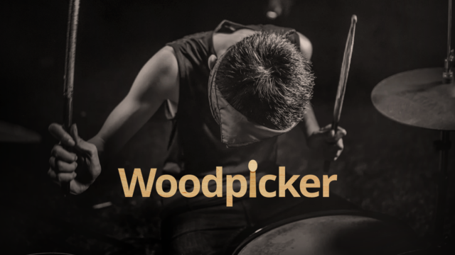Drummer speelt met drumstokken – Thomann Woodpicker voor het vinden van drumstokken